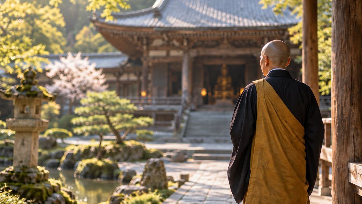 お盆のお寺の境内
